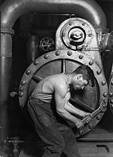 Lewis Hine  Power house mechanic working on steam pump  1920  gelatin silver print  17.4 x 12.4 cm  Records of the Work Progress Administration (69-RH-4L-2)